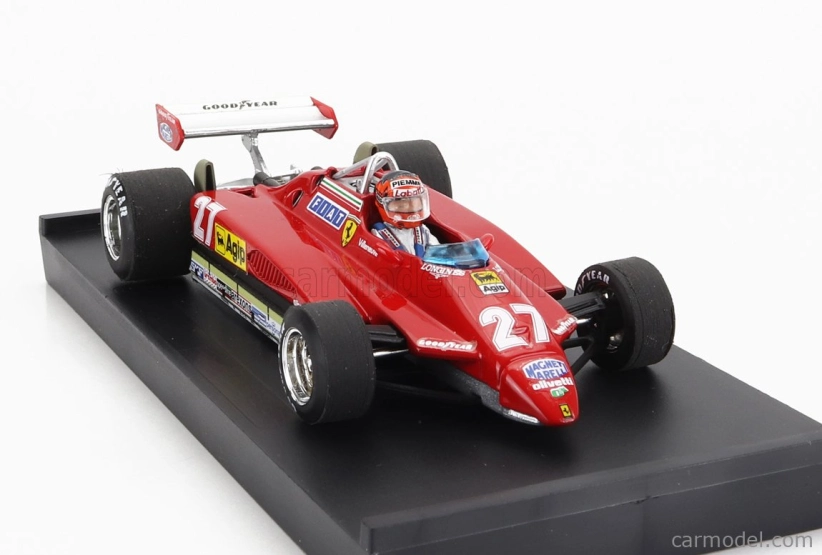 Brumm Ferrari F1 126c2 N 27 2nd San Marino Imola Gp 1982 Gilles Villeneuve - s figúrkou vodiča 1:43 červená