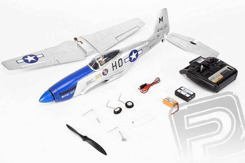 RC lietadlo P-51 Mustang (Baby WB) - mód 1 strieborná