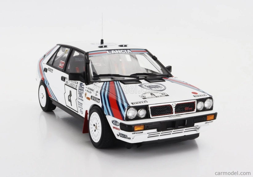 Kyosho Lancia Delta Hf Integrale 4wd Team Lancia  N 4 Winner Rally 1000 Lakes 1987 Markku Alen - Ilkka Kivimaki 1:18 Bílá Červená Modrá
