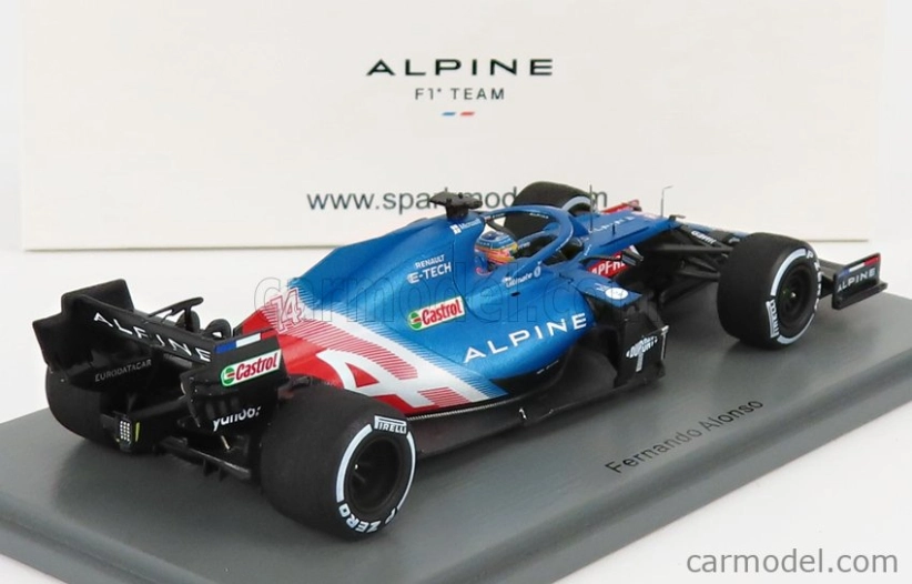 Spark-model Renault F1 A521 Renault E-tech 20b Team Alpine N 14 3rd Qatar Gp With Pit Board 2021 Fernando Alonso 1:43 Modrá Met Červená Bílá