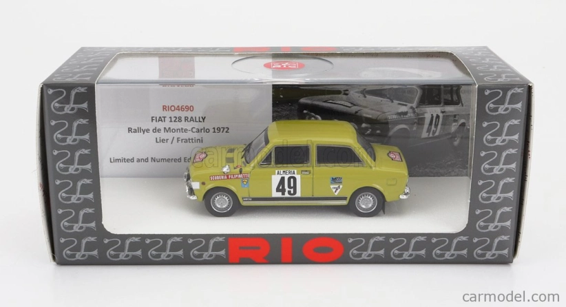 Rio-models Fiat 128 Rally N 49 Rally Montecarlo 1972 P.lier - J.p.frattini 1:43 Zelená