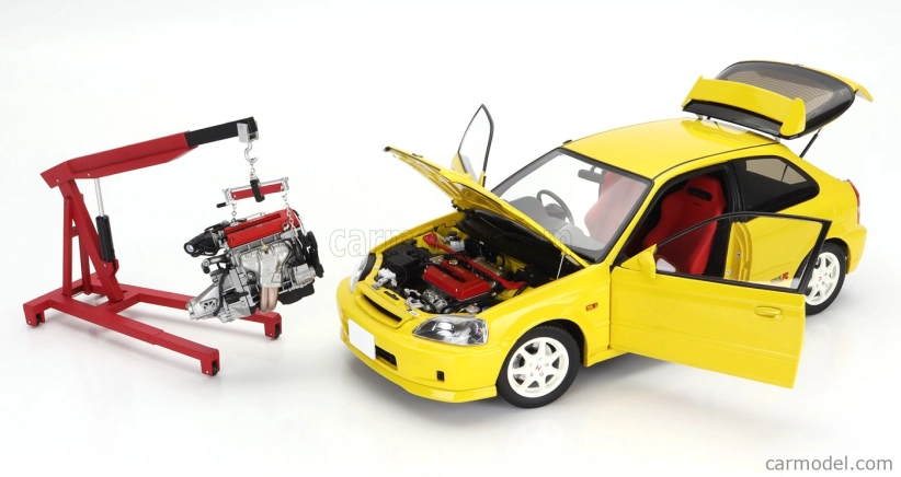 Motorhelix Honda Civic Ek9 Type R With Engine And Accessories 1999 1:18 Žlutá Barva Slunečního Světla