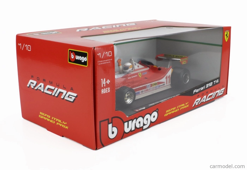 Bburago Ferrari F1  312t4 N 11 Winner Gp Monza Jody Scheckter (with Pilot Figure) 1979 World Champion 1:18 Red