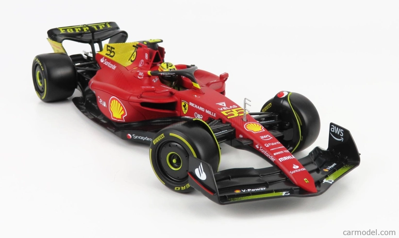 Bburago Ferrari F1-75 Scuderia Ferrari N 55 2022 Carlos Sainz 1:18, červená