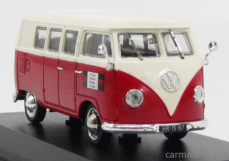 Norev Volkswagen T1 Minibus Autoverhuur Rotterdam 1958 1:43 Červená Bílá