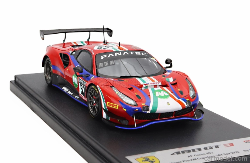 Looksmart Ferrari 488 Gt3 Evo 3.9l Turbo V8 Team Af Corse N 52 Winner Pro-am Cup 24h Spa 2022 Andrea Bertolini - Stefano Costantini - Louis Machiels - Alessio Rovera 1:43 Červená Modrá Čierna