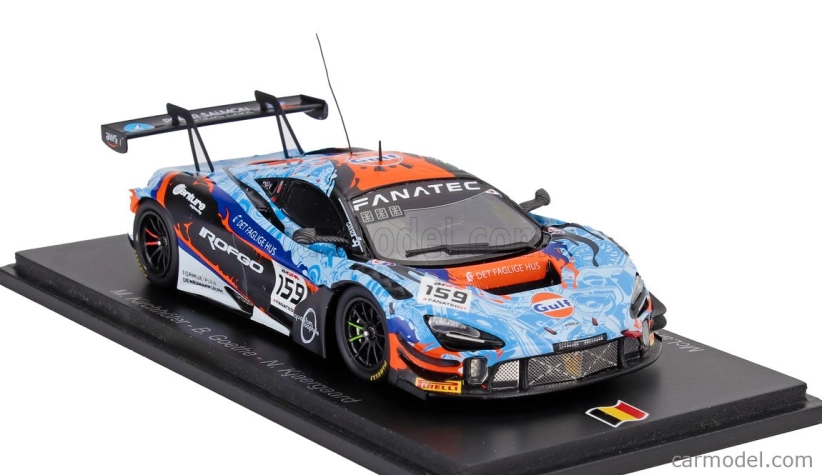 Spark-model Mclaren 720s Gt3 Evo Team Garage59 N 159 24h Spa 2023 M.kirchhofer - B.goethe - N.kjaergaard 1:43 Light Blue Orange