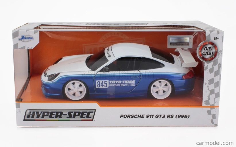 Jada Porsche 911 996 Gt3 Toyo Tires N 845 Racing Coupe 1999 1:24 Bílá Modrá