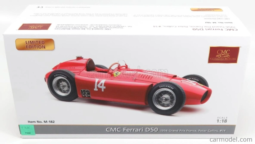 Cmc Ferrari F1 D50 Short Nose N 14 French Gp 1956 Collins 1:18 červená