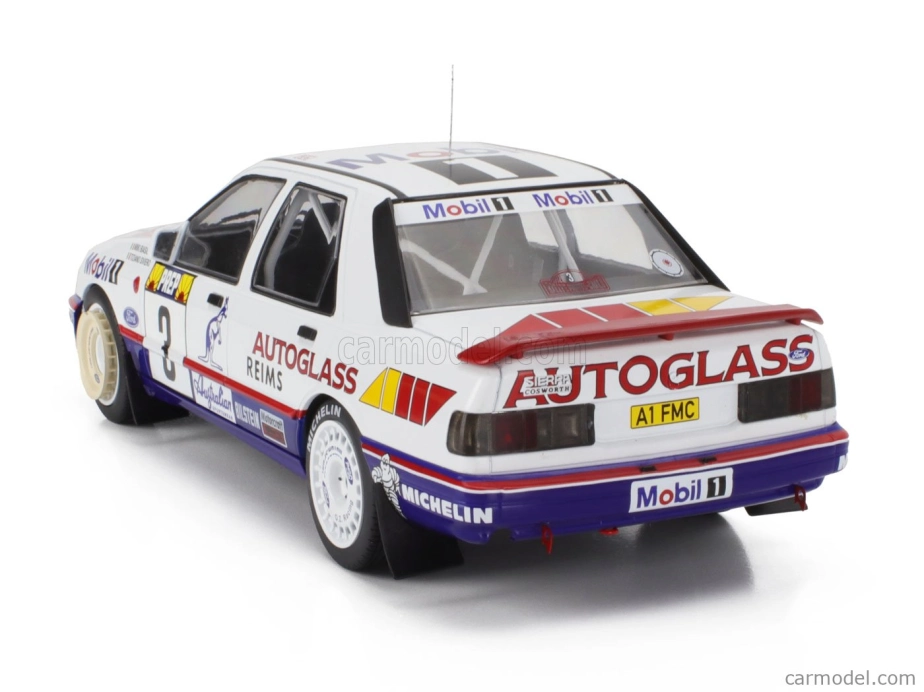 Mcg Ford england Sierra Cosworth Mobil1 N 3 8. Rally Montecarlo 1992 Miki Biason - Tiziano Siviero 1:18 Biela Modrá