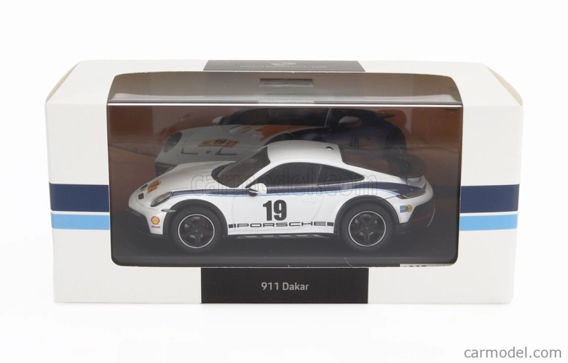 Spark-model Porsche 911 992 Coupe N 19 Rally Dakar Design 2022 1:43 Bílá Modrá