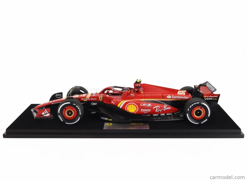 Looksmart Ferrari F1  Sf-24 Team Scuderia Ferrari N 55 3rd Bahrain Gp 2024 Carlos Sainz - Con Vetrina - With Showcase 1:18 Červená Černá
