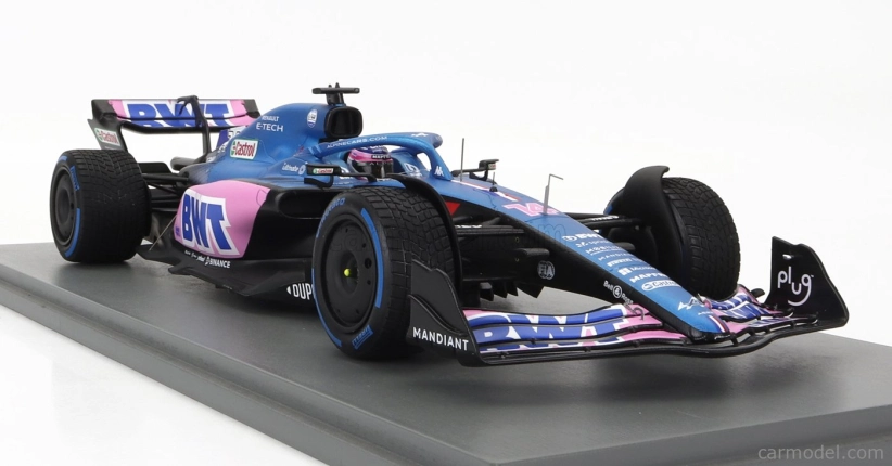 Spark-model Renault F1 A522 Team Alpine Bwt N 14 Monaco Gp 2022 Fernando Alonso - Con Vetrina - S vitrínou - Špeciálna krabica 1:18 Modrá Ružová