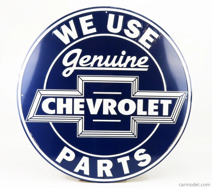 Edicola Príslušenstvo Kovová okrúhla doska - Chevrolet originálne diely 1:1 modrá biela