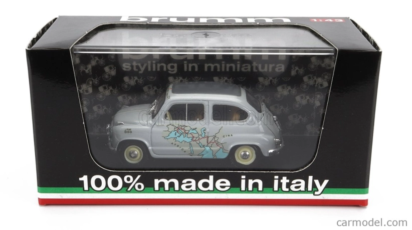 Brumm Fiat 600 Rally Raid Roma-calcutta 1955 13.260km In 11 Giorni - 11 Days 1:43 Grey