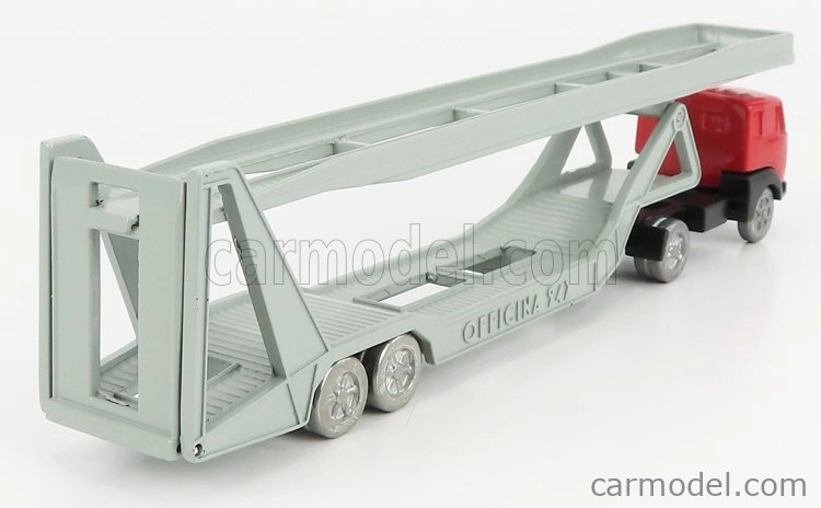 Officina-942 Fiat 682 T2 Truck Bisarca Car Transporter 1955 1:76 Červená strieborná