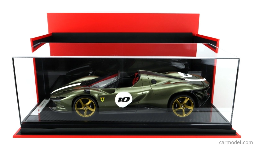 Bbr-models Ferrari Daytona Sp3 Serie Icona N 10 Open Roof 2022 - Con Vetrina - With Showcase 1:12 Verde Manzoni Lucido - Zelená Met Stříbrná