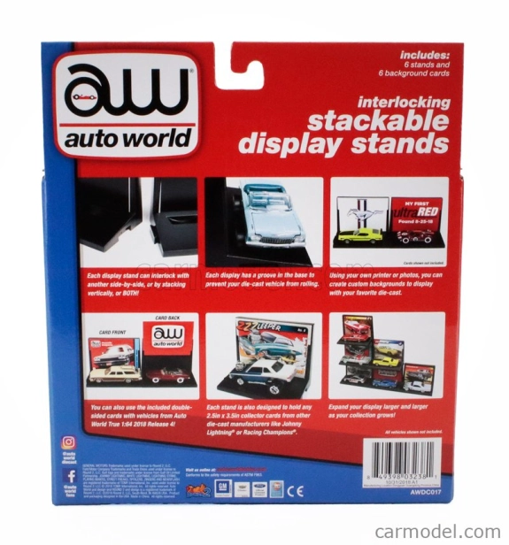 Autoworld Accessories 6x Interlocking Stackable Display Stands 1:64 Black