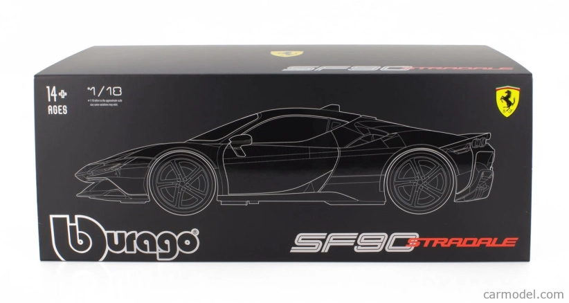 Bburago Ferrari Sf90 Stradale Hybrid 1000hp N 50 24h Le Mans Livery - Con Vetrina - With Showcase - Exclusive Carmodel 1:18 Červená Žlutá