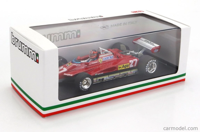 Brumm Ferrari F1 126c2 N 27 2nd San Marino Imola Gp 1982 Gilles Villeneuve - s figúrkou vodiča 1:43 červená