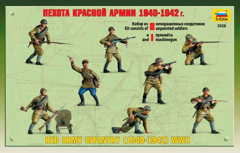 Zvezda Figures Red Army Infantry Wwii 1940-1942 - Russian Army - Military 1:35 /