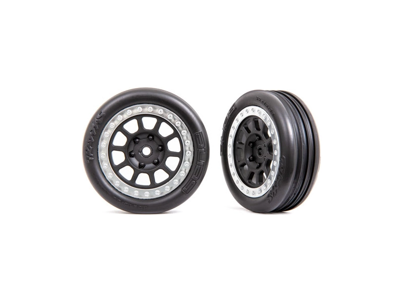 Traxxas kolo 2.2", disk šedý/chromovaný, pneu Ribbed (2) (přední)