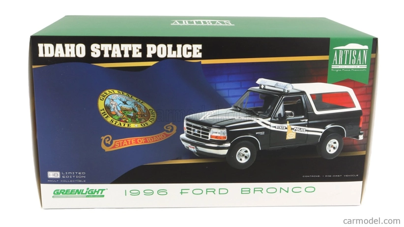Greenlight Ford usa Bronco Idaho State Police 1996 1:18 Černá Bílá