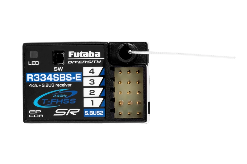 Futaba 4PM Plus T-FHSS, prijímač R334SBS-E s telemetriou