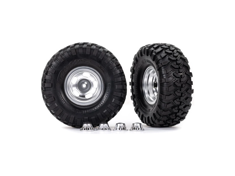 Kolesá Traxxas 2,2", polomatné pochrómované disky s puklicami, pneumatiky Canyon Trail (2)