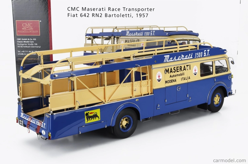 Cmc Fiat 642rn2 Nákladné auto Bartoletti Maserati Car Transporter 1957 1:18 Modrá žltá