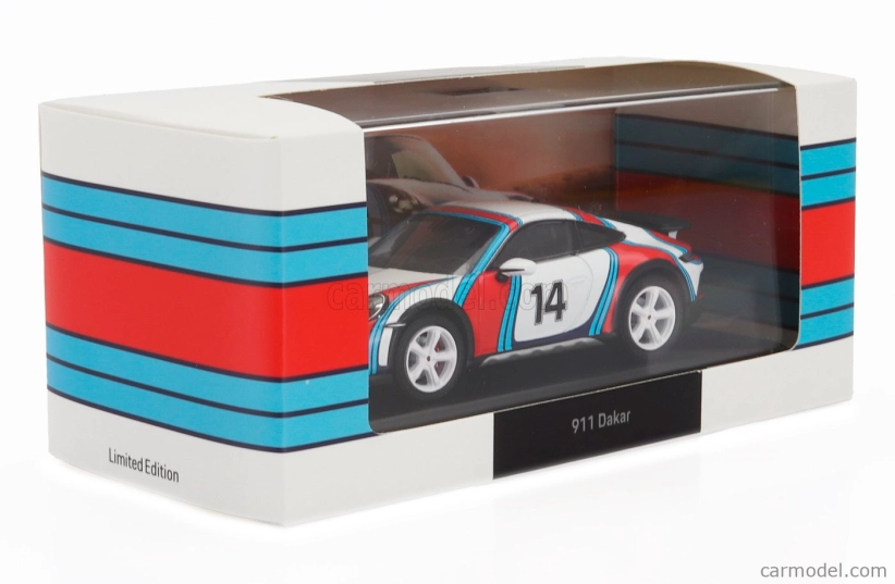 Spark-model Porsche 911 992 Dakar Coupe N 14 Martini Racing Livery 2023 1:43 Biela červená modrá