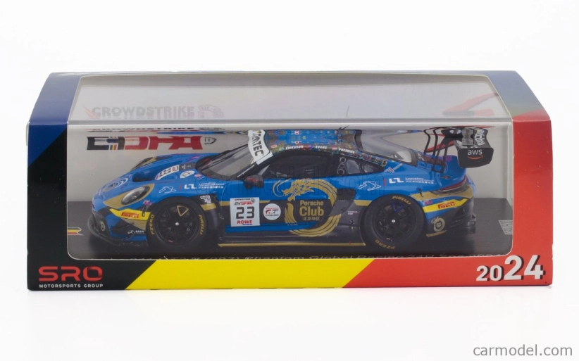 Spark-model Porsche 911 992 Gt3 R 4.2l Team Phantom Global Racing N 23 24h Spa 2024 Jaxon Evans - Joel Eriksson - Thomas Preining 1:43 Modrá