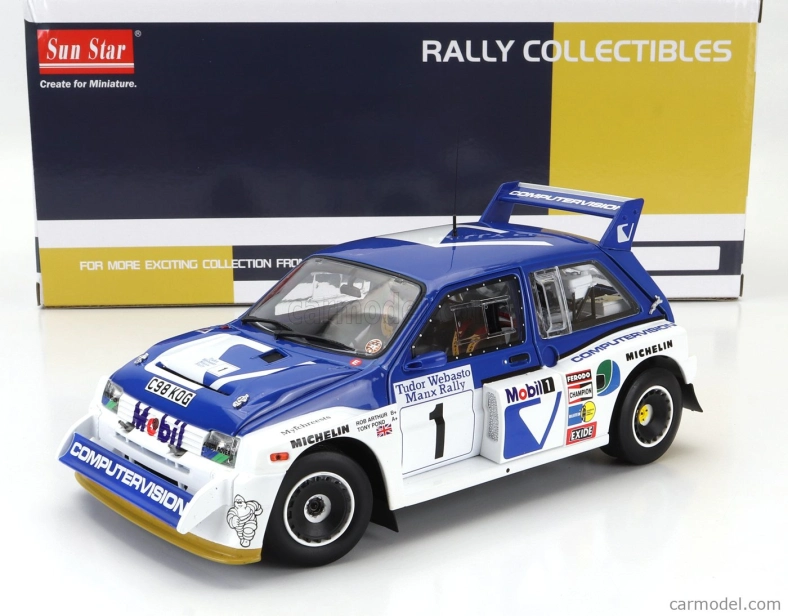 Sun-star Austin Mg Metro 6r4 N 1 Winner Rally Manx International 1986 T.pond - R.arthur 1:18 Blue White