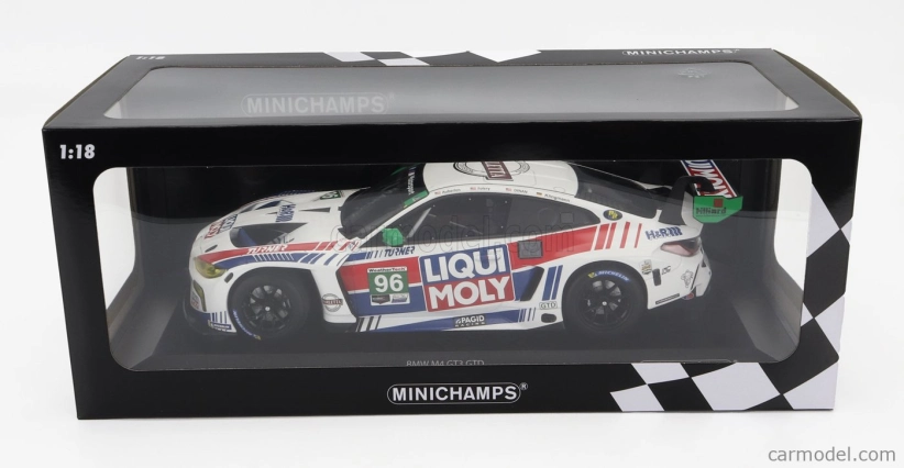 Minichamps BMW radu 4 M4 Gt3 Team Turner Motorsport N 96 Imsa 24h Daytona 2022 Robby Foley - Bill Auberlen - Jens Klingman - Michael Dinan 1:18 Biela