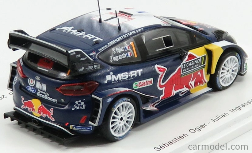 Spark-model Ford england Fiesta Wrc Team M-sport Ford Wrt N 1 Winner Rally Montecarlo 2018 S.ogier - J.ingrassia 1:43 Modrá červená žltá