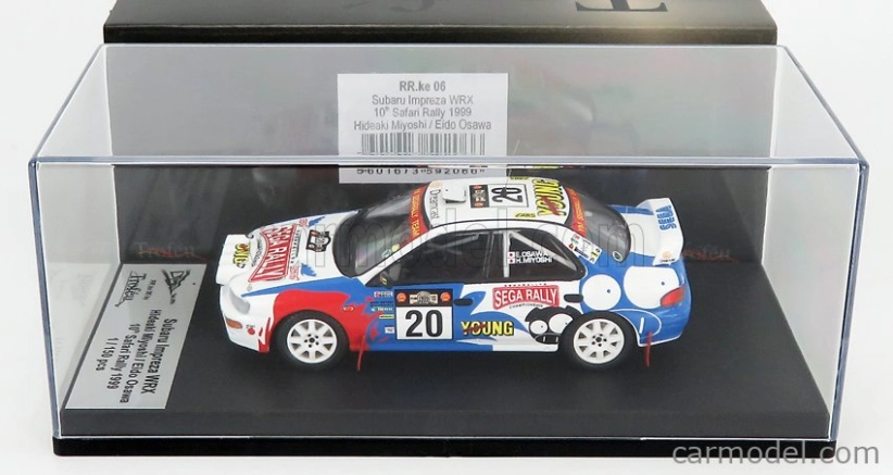 Trofeu Subaru Impreza Wrx (nočná verzia) N 20 Rally Safari 1999 H.miyoshi - E.osawa 1:43 Biela červená svetlomodrá