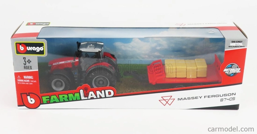 Bburago Massey ferguson 8740s Tractor With Trailer 2016 1:50 Red