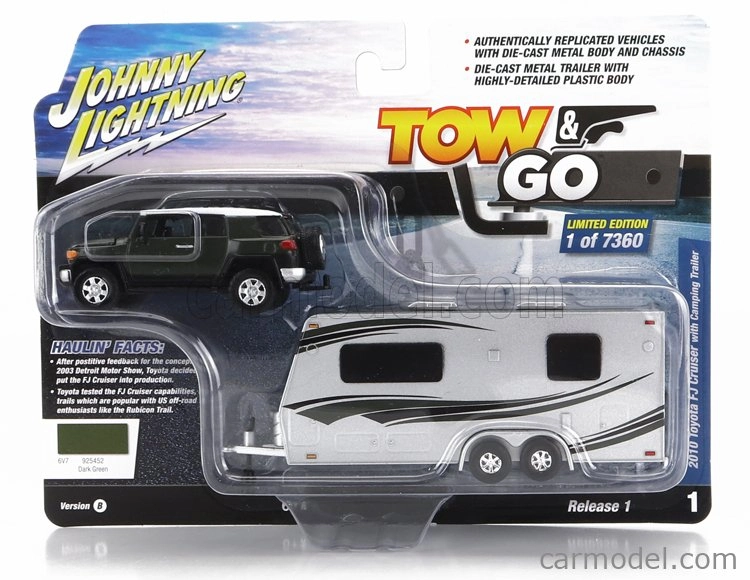 Johnny lightning Toyota Fj Cruiser 200 With Roulotte 1:64 Zelené Stříbro