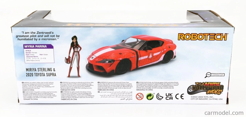 Jada Toyota Supra With Miriya Sterling Figure Robotech 2020 1:24 Červená Bílá