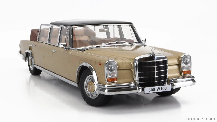 Kk-scale Mercedes benz S-class 600 Pullman (w100) Landaulet Semiconvertible 1964 1:18 Gold Met Black