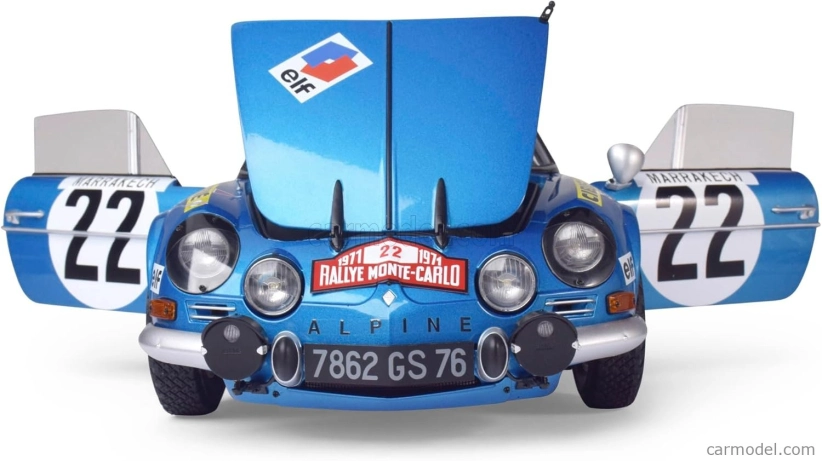 Ixo-models Renault Model-kit - Alpine A110 1600s N 22 4th Rally Montecarlo 1971 Jean Claude Andruet - Michel Vial 1:8 Blue Met