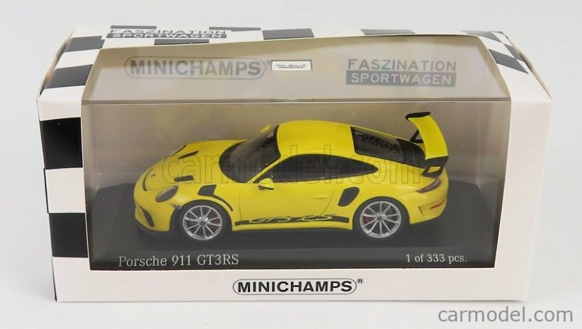 Minichamps Porsche 911 991-2 Gt3 Rs Coupe 2018 - Silver Rims 1:43 Závodní Žlutá