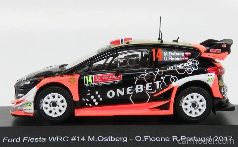 Minipartes Ford england Fiesta Wrc N 14 Rally Portugal 2017 M.ostberg - O.floene 1:43 Černá Oranžová Zlatá
