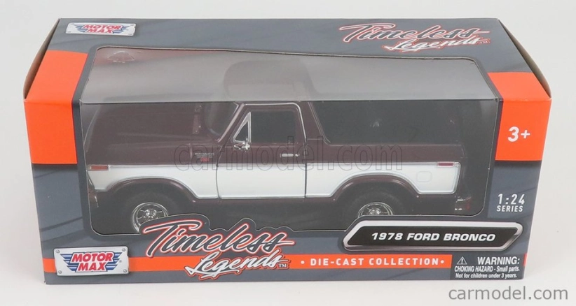 Motor-max Ford usa Bronco Hard-top Open 1978 1:24 Burgundská Bílá