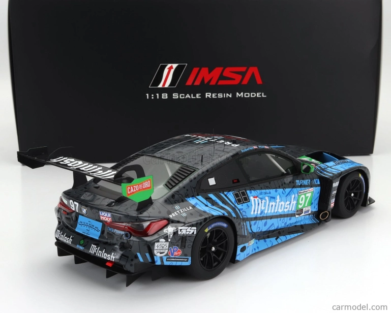 Truescale BMW radu 4 M4 Gt3 Team Turner Motorsport N 97 2nd Imsa Gtd Class Laguna Seca 2023 B.auberlen - J.edwards - B.spengler - C.hull 1:18 Blue Black