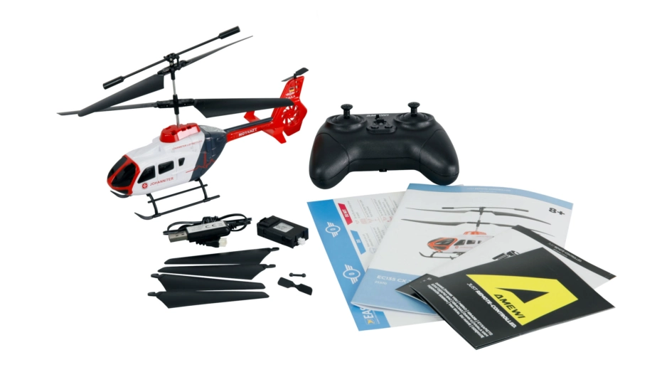 RC vrtuľník EC135 CX licencia Johanniter koaxiálny, 3 kanály, RTF