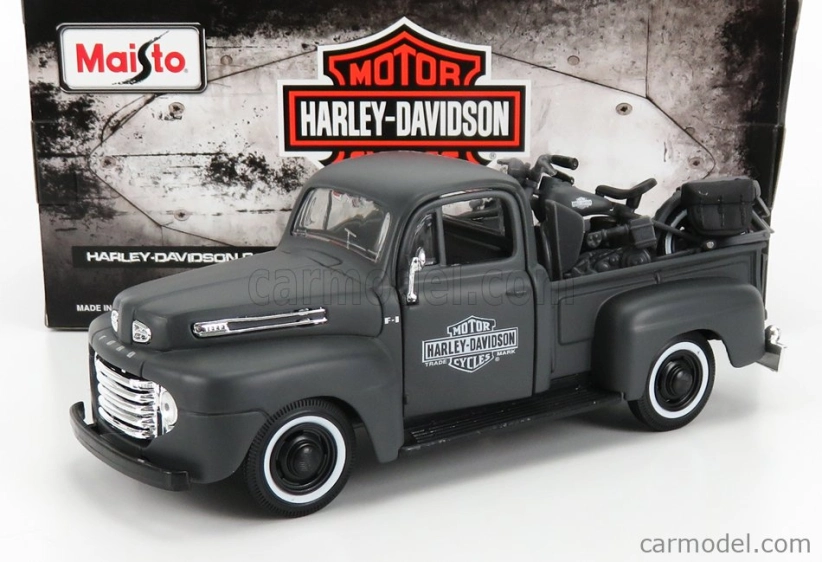 Maisto Ford USA F-1 Pick-up Custom USA Harley-Davidson 1948 + Motorcycle Harley Davidson Wla Flathead 1942 1:24 Matt Grey