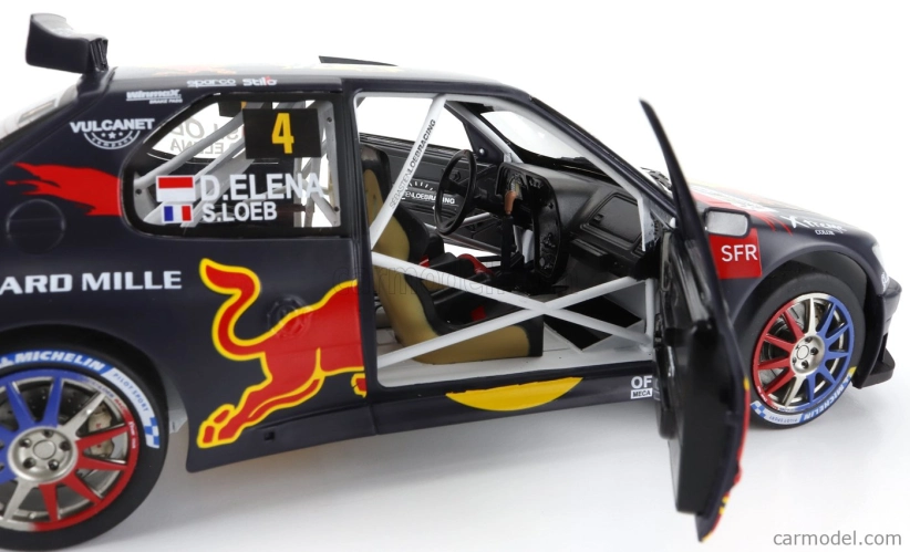 Solido Peugeot 306 Maxi Red Bull N 4 6. Rally Mont Blanc 2021 S.loeb - D.elena 1:18 Modrá žltá červená