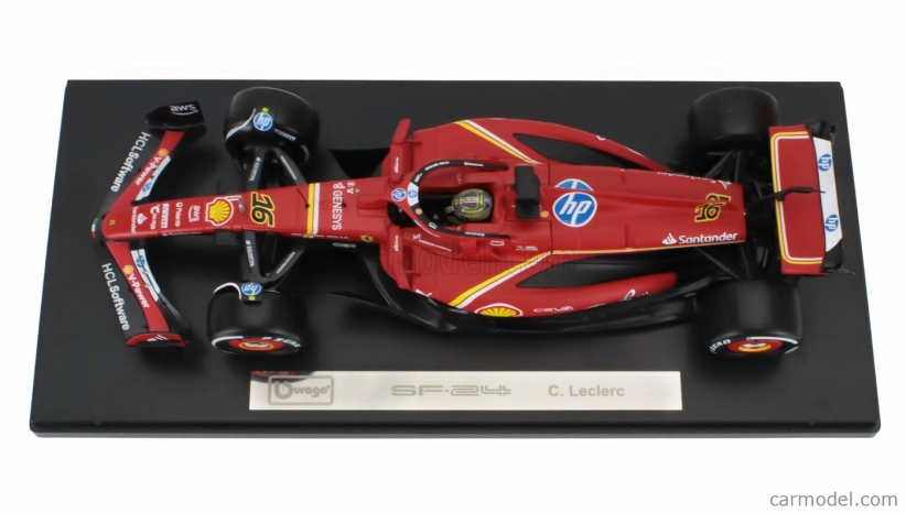 Bburago Ferrari F1 Sf-24 Team Scuderia Ferrari N 16 Winner Italy Monza Gp 2024 Charles Leclerc – Con Vetrina – With Showcase 1:18 červená biela čierna
