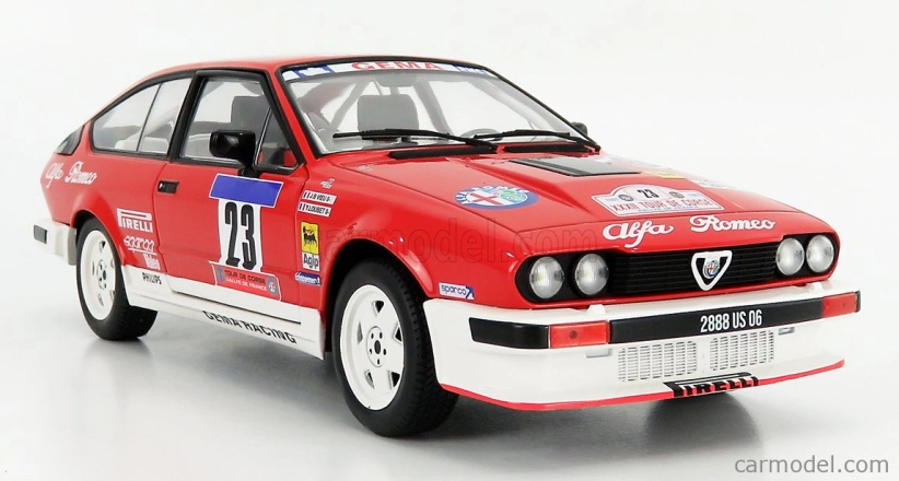 Solido Alfa romeo Alfetta Gtv6 N 23 Rally Tour De Corse 1985 Y.loubet - J.b.vieu 1:18 Červená Bílá